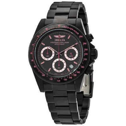Invicta Speedway Chronograph Quartz Black Dial Men`s Watch 27773 - Dial: Pink, Black, Band: Black, Bezel: Pink, Black