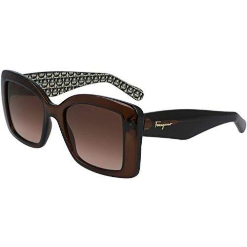 Salvatore Ferragamo SF965S 210 Crystal Brown Sunglasses with SF Case