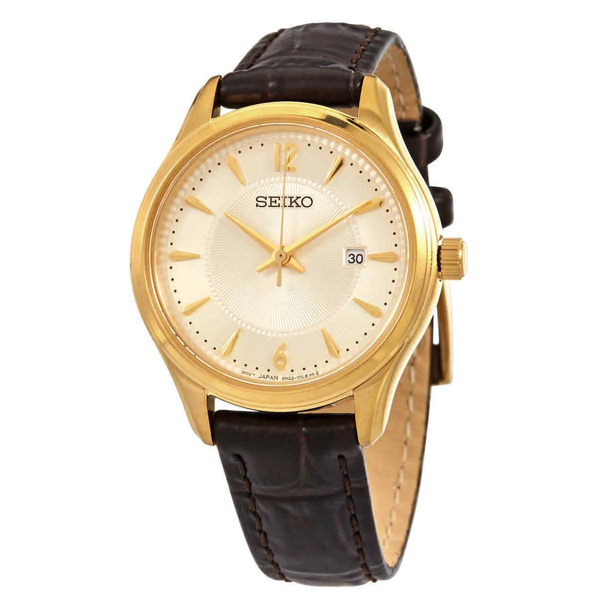 Seiko Sapphire Quartz Champagne Dial Ladies Watch SUR478P1