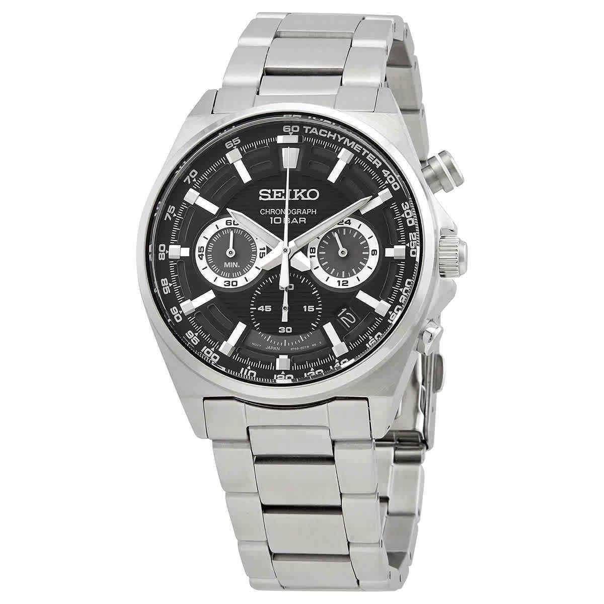 Seiko Essentials Chronograph Quartz Black Dial Men`s Watch SSB397P1