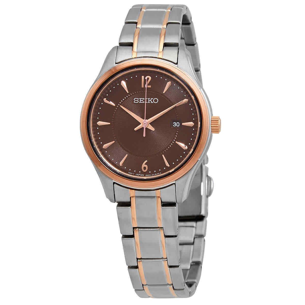 Seiko Sapphire Quartz Brown Dial Ladies Watch SUR476P1