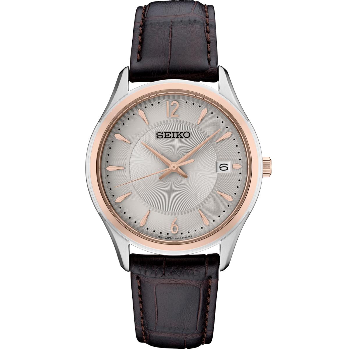 Seiko Men`s Essentials Classic Quartz Brown Leather Watch SUR422