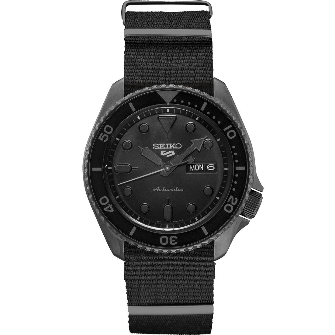 Seiko Men`s 5 Sport Series Black Dial Nylon Strap Automatic Watch SRPD79