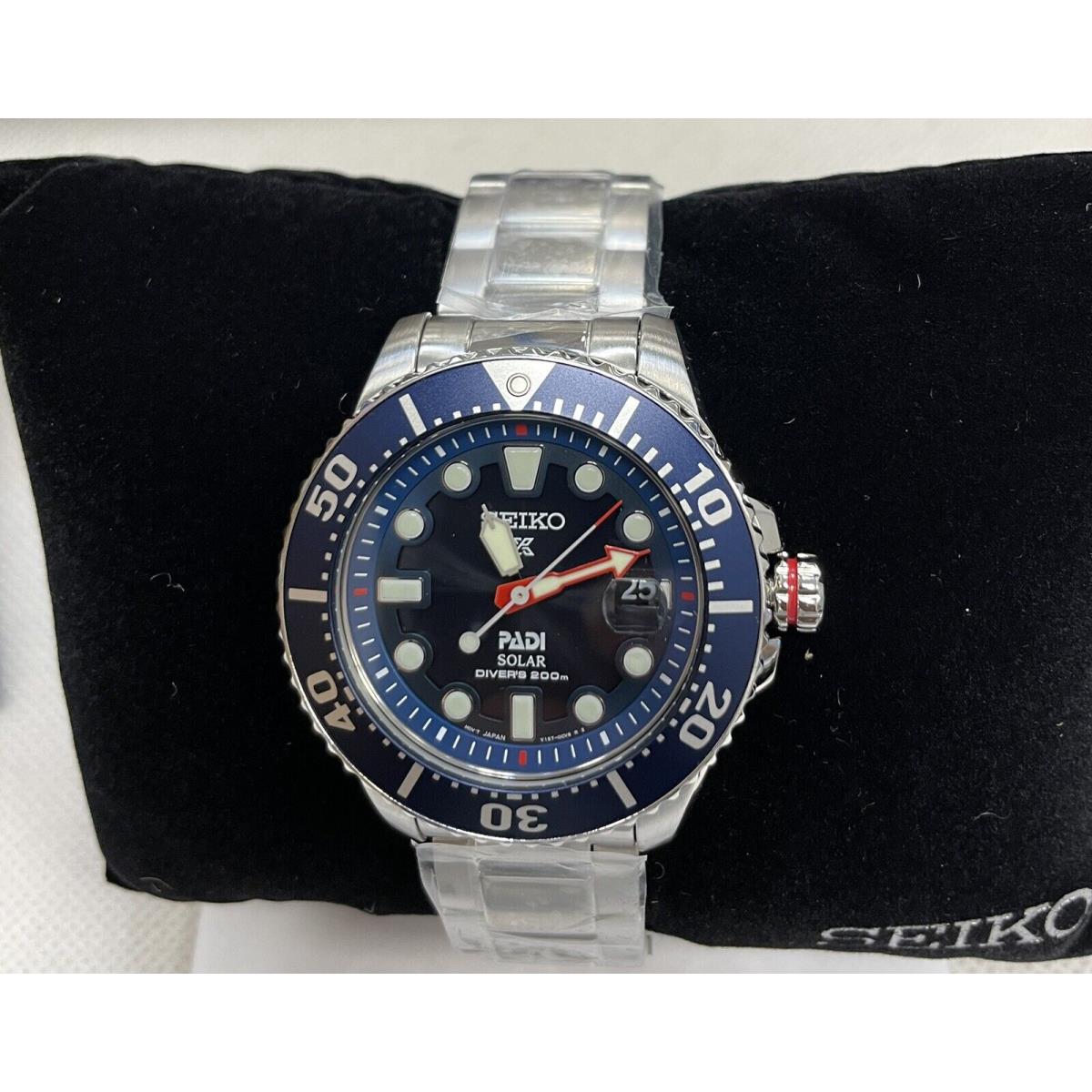 Seiko Padi Solar Prospex Divers 200M Stainless Steel Men`s 43.5mm Watch SNE549