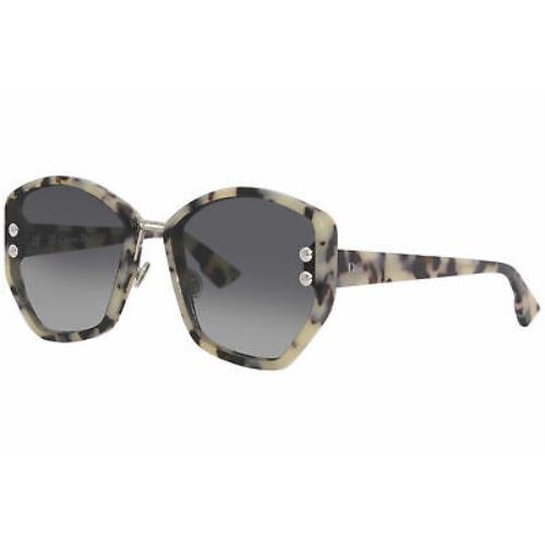 Christian Dior DiorAddict2 DCB2M Sunglasses Women`s White Havana/grey Grad. 59mm - White Frame, Gray Lens