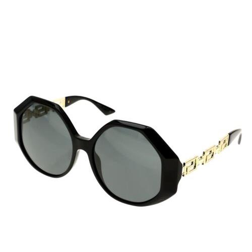Versace Woman`s Greek Key Geometric Black Round 59mm Sunglasses 1755