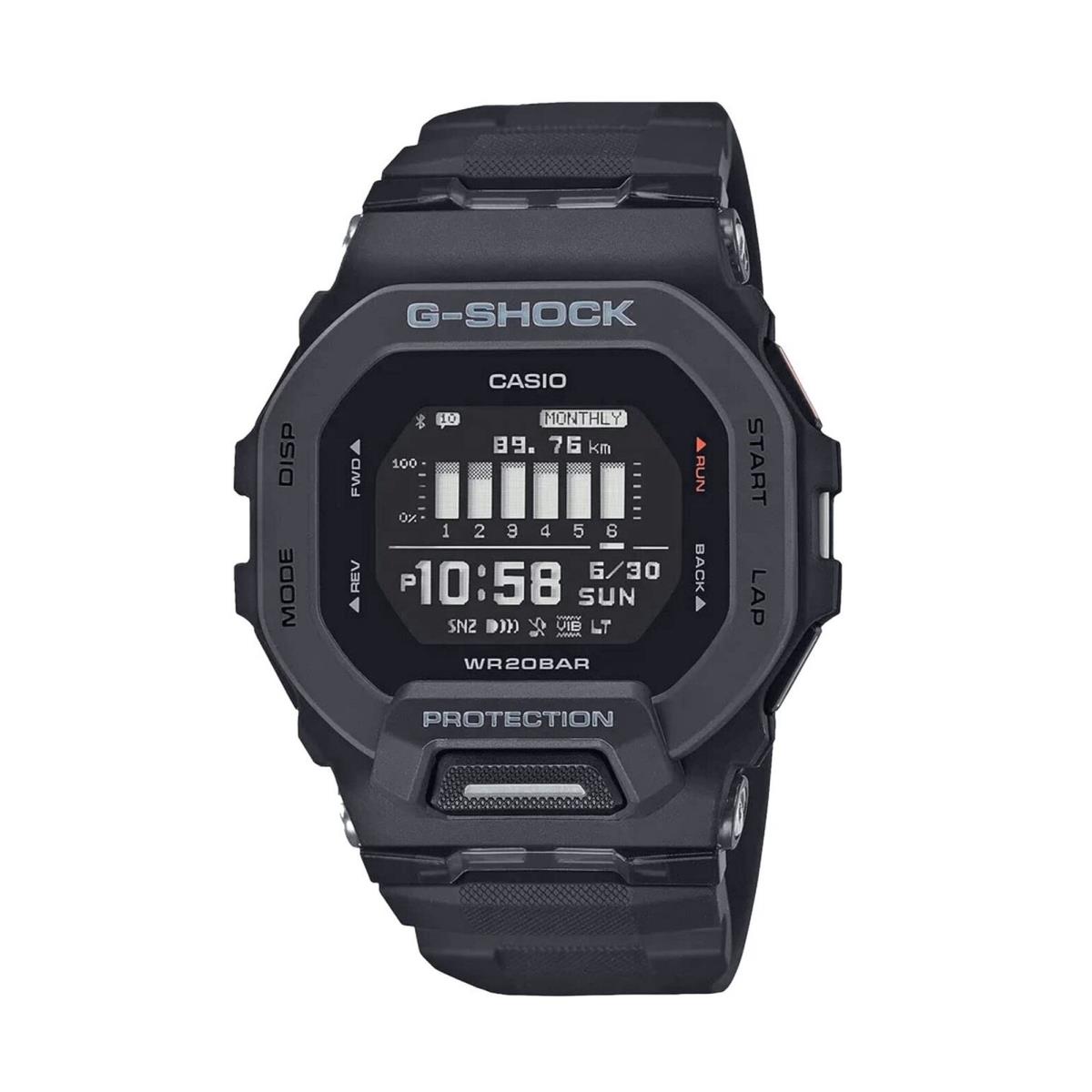 G-shock Men`s GBD200 Square Case Watch Black - Dial: Black, Band: Black, Bezel: Black