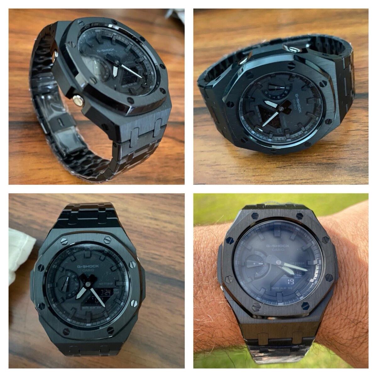 Casio G-shock GA2100 Blackout Custom Modification All Black Stainless Steel