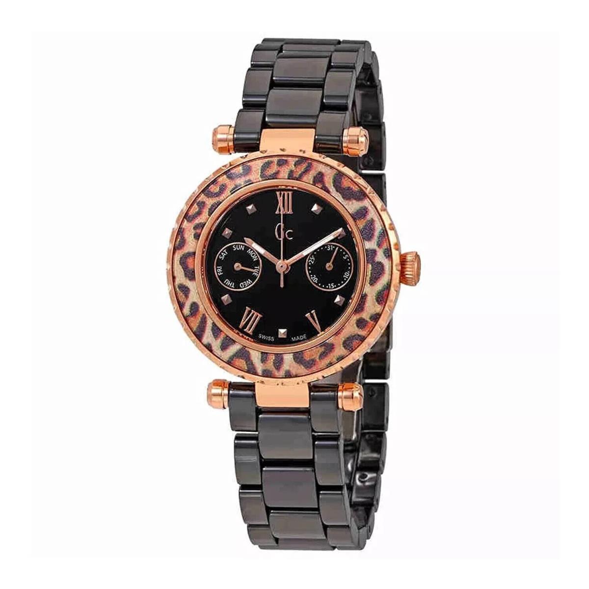 Guess Collection Ceramic Black Dial Animal Print Women`s Swiss Watch X35016L2S