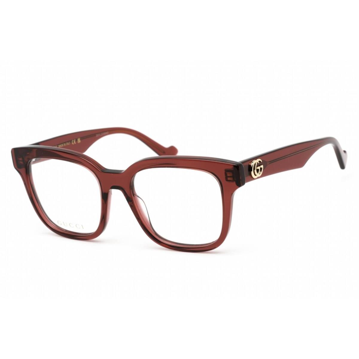 Gucci Women`s Eyeglasses Burgundy Plastic Square Frame Clear Lens GG0958O 006