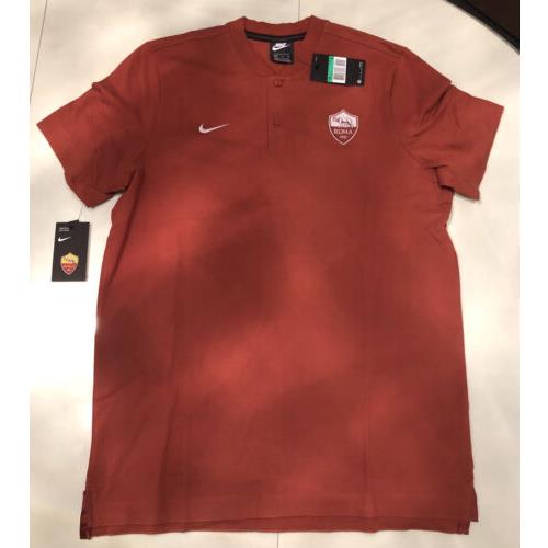 W/ Tags Rare Nike Men`s XL Red AS Roma Crew Cloth Presentation Shirt