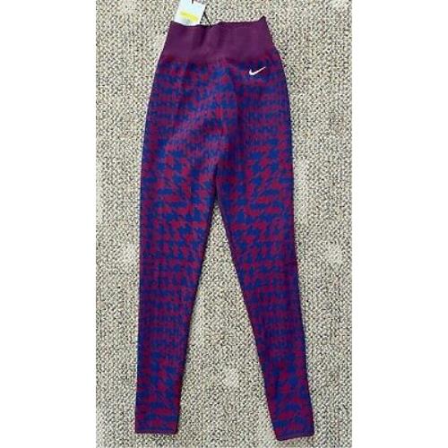 Nike Womens High Waisted Knit Leggings Pant Red/blue Small Made-italy CD3968-618