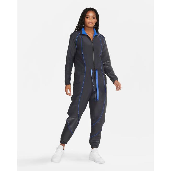Womens Nike Jordan Metallic Flight Suit S Gray Blue One-piece Bodysuit Jumpsuit
