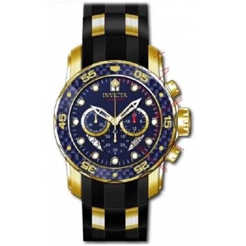 Invicta 48MM Men`s Pro Diver Quartz Multifunction Blue Dial Silicone Watch 35416