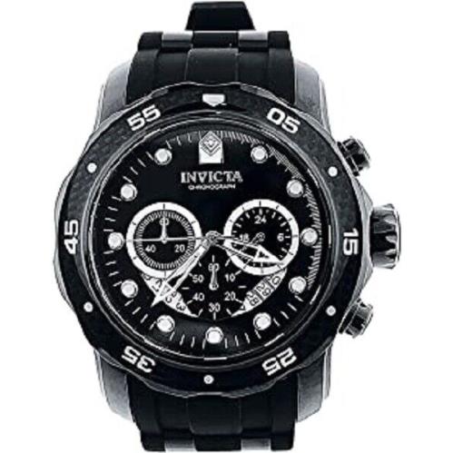 Invicta 48MM Men`s Pro Diver Multifunction Black Dial Silicone SS Watch 35417