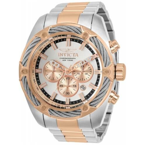 Invicta Men`s Watch Bolt Quartz Chrono Black Silver and Rose Gold Dial 31438 - Black, Rose Gold, Silver Dial, Silver, Rose Band