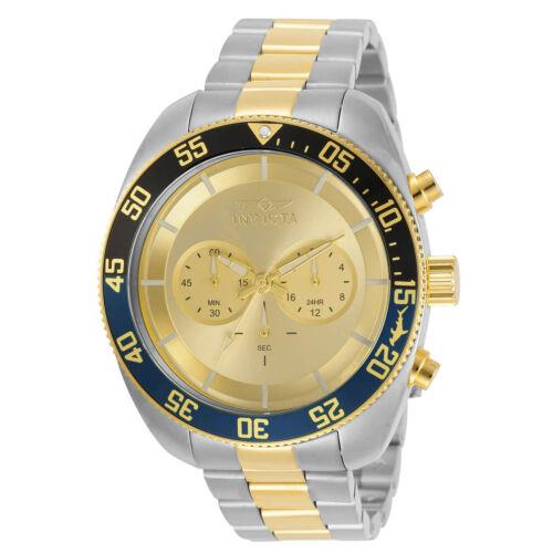 Invicta Men`s Watch Pro Diver Quartz Chronograph Gold Tone Dial Bracelet 30801 - Gold Dial