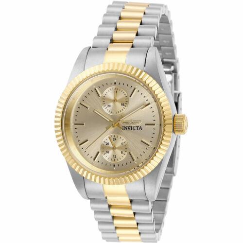 Invicta Women`s Watch Specialty Champagne Dial Stainless Steel Bracelet 29442 - Champagne Dial, Silver, Yellow Band