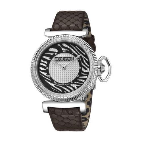 Roberto Cavalli Women`s RV1L056L0016 Silver Dial Brown Leather Wristwatch