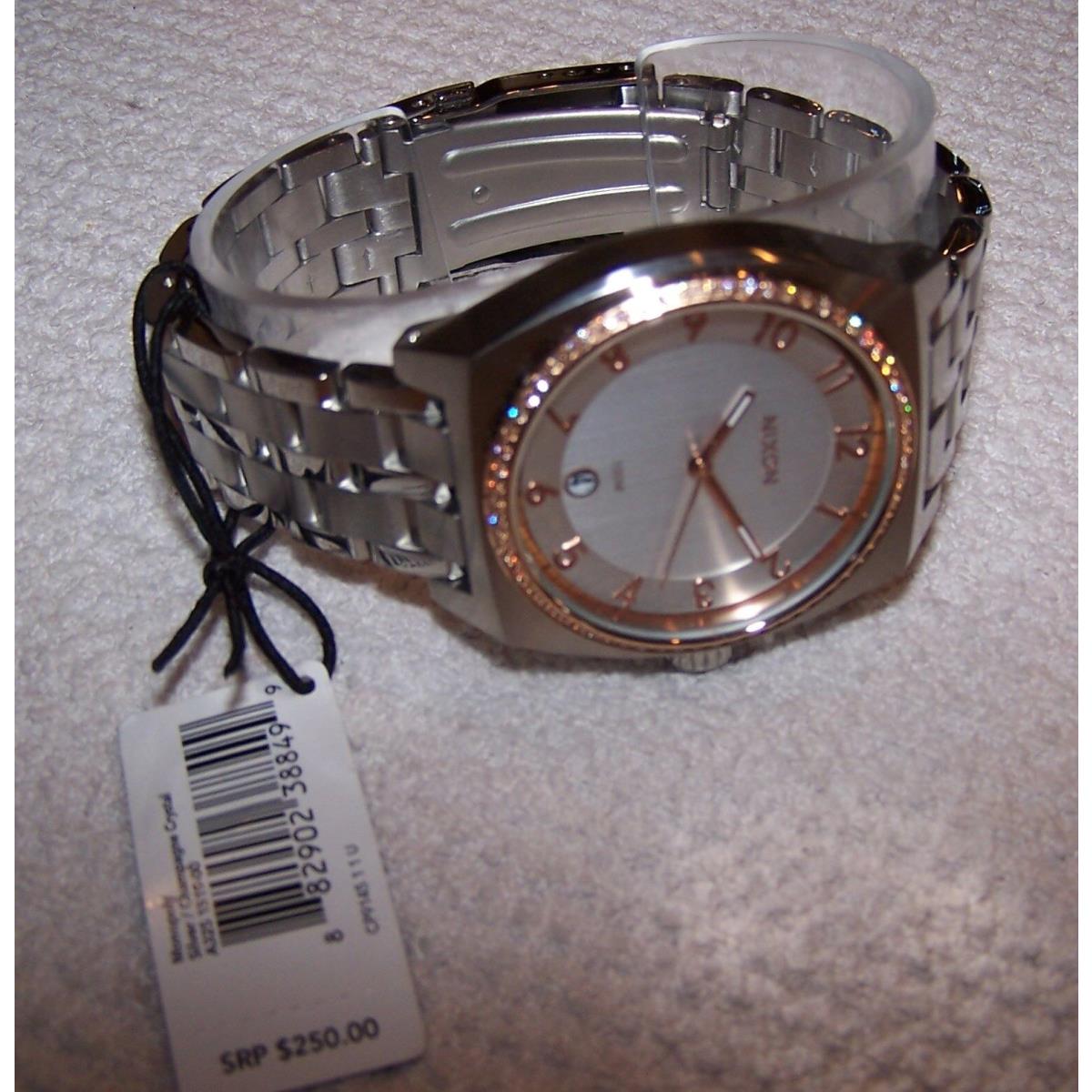 Nixon 40mm Monopoly Silver/champagne Crystal Ladies Watch A325 1519-00