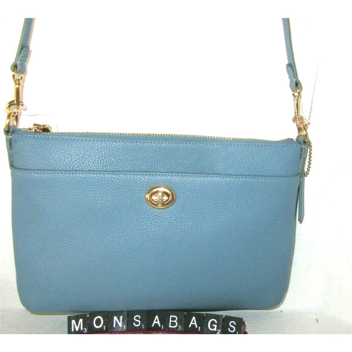 Coach Polly C3376 Azure Blue Pebbled Leather Crossbodyshoulder Bag