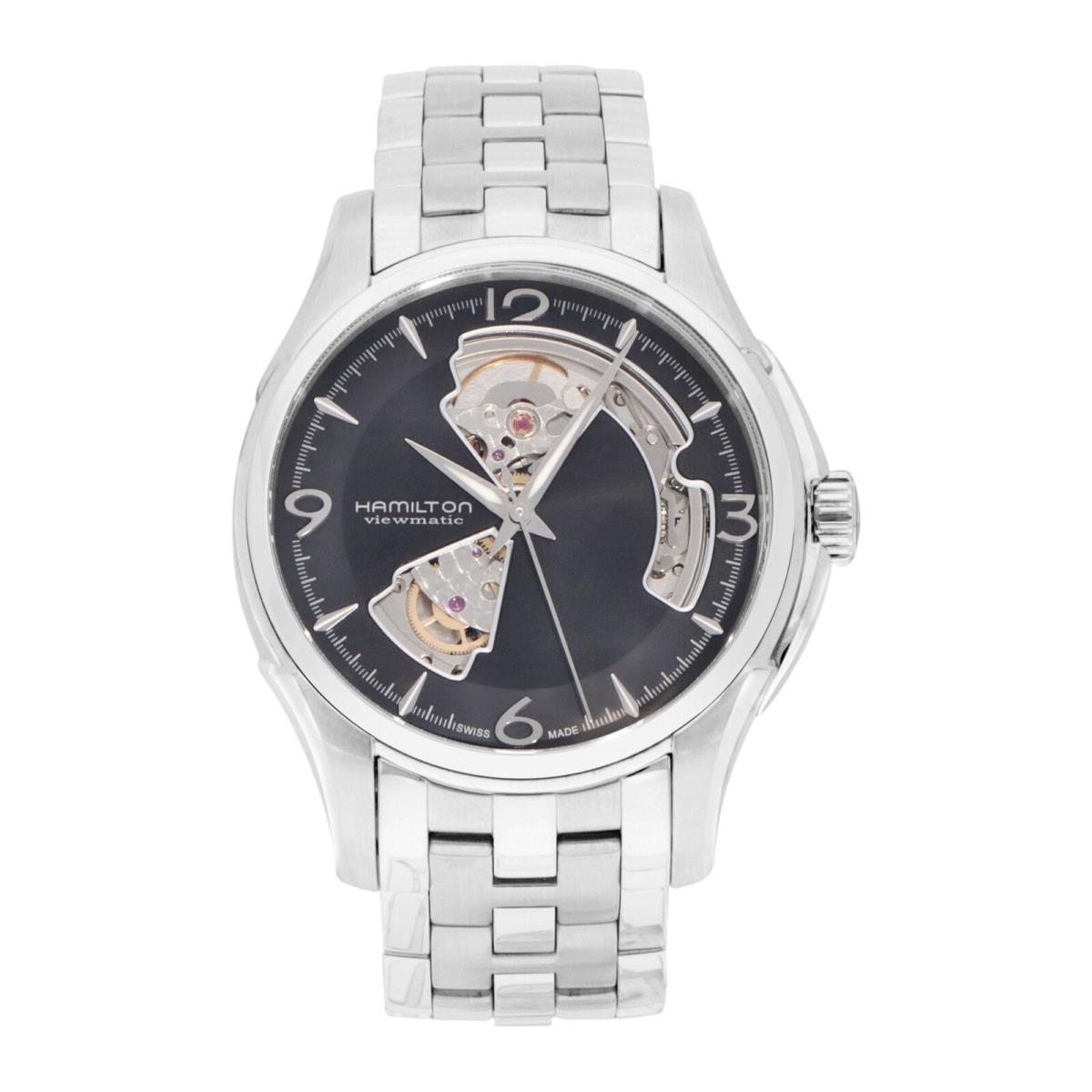 Hamilton H32565135 Men`s Jazzmaster Open Heart Auto Black Dial 40 mm - Dial: Black, Band: Silver, Bezel: Silver