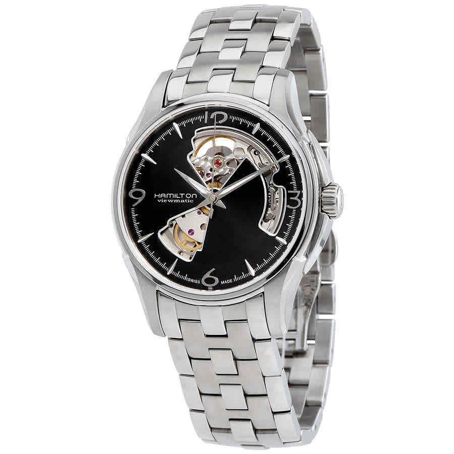 Hamilton Jazzmaster Open Heart Automatic Men`s Watch H32565135 - Dial: Black, Band: Silver, Bezel: Silver