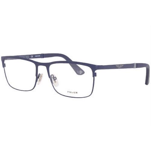 Police VPLA47 0H92 Eyeglasses Men`s Navy Blue Full Rim Optical Frame 55mm - Blue Frame