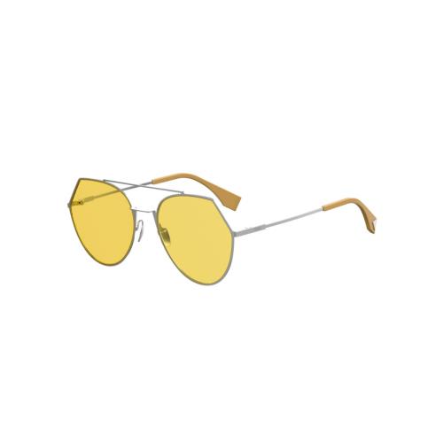 Fendi Eyeline FF 0194/S B1Z/HO Silver Yellow Honey Gold Logo Aviator Sunglasses