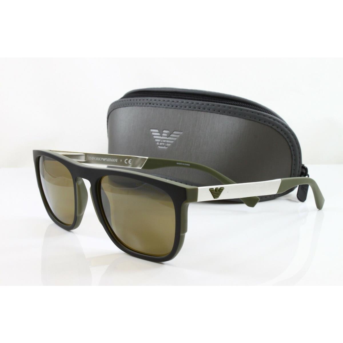 Emporio Armani EA4114-56747I Men`s Square Sunglasses Matte Olive 55mm