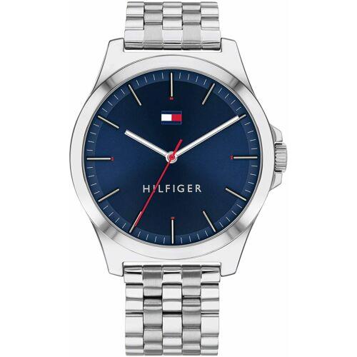 Tommy Hilfiger 1791713 Barclay Men`s Watch Stainless Steel Strap Blue / Silver