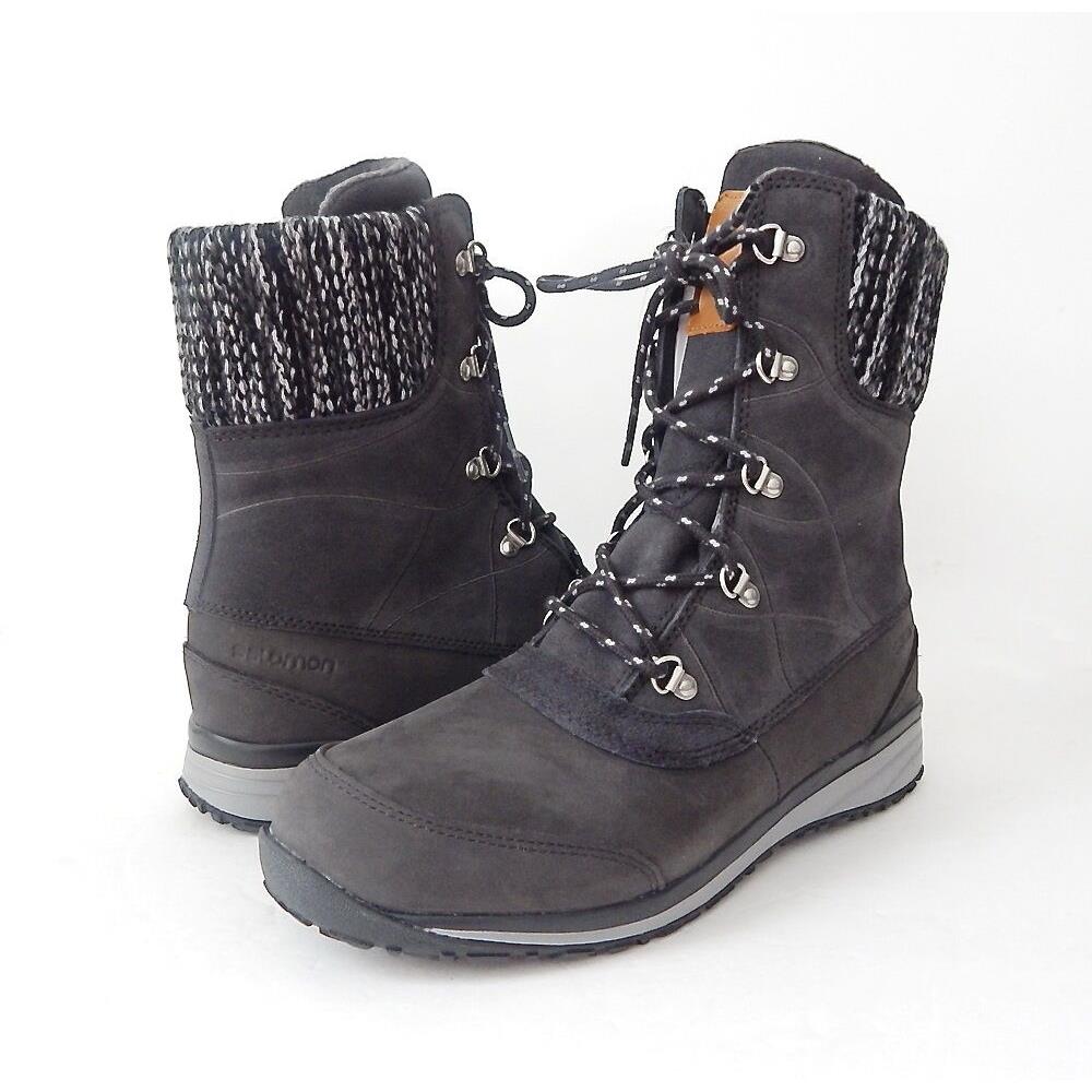 Nwb Salomon Women`s Hime Mid Leather Cswp Winter Wear Shoe Size 7.5 Asphalt