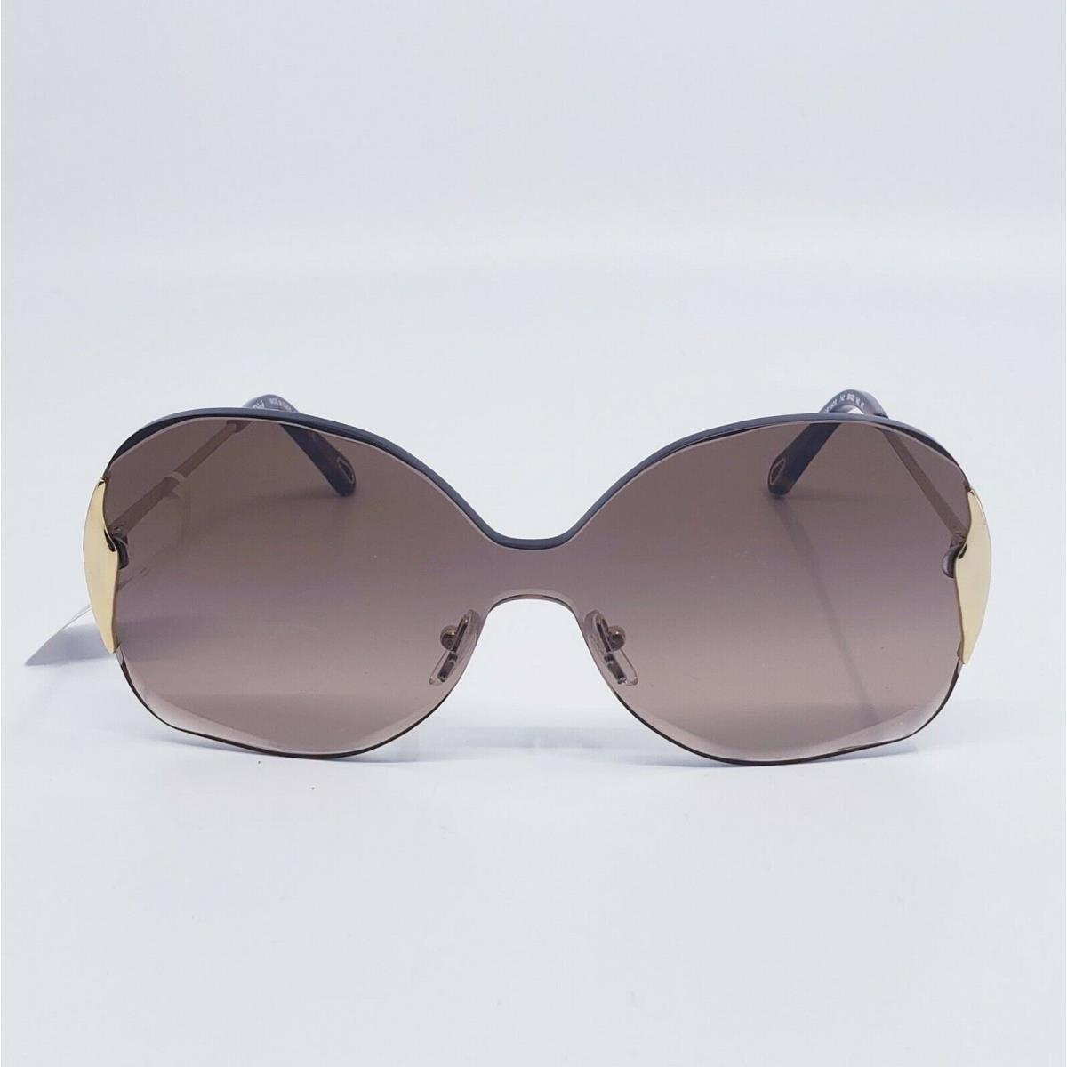 Chloe Oversized Women`s Sunglasses CE 162S 742 Gold Metal Brown Gradient Lens