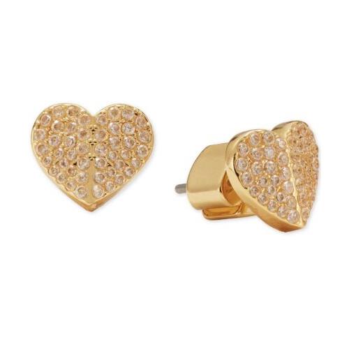 Kate Spade Gold Plated Heart TO Heart Mini Pave Stud Earrings Jkp