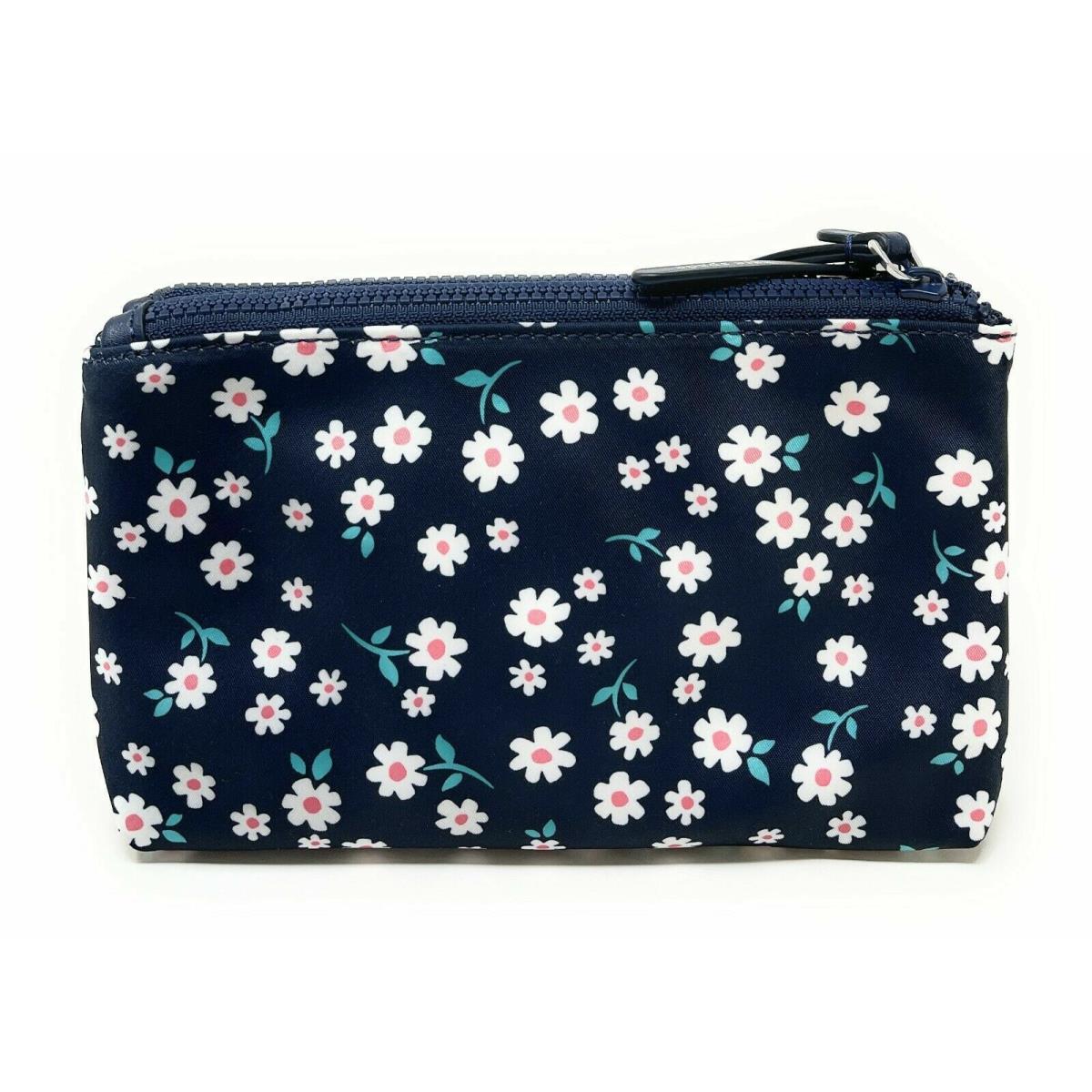 Kate Spade Jae Fleur Nylon Medium Double Zip Wristlet Floral Navy WLR00583