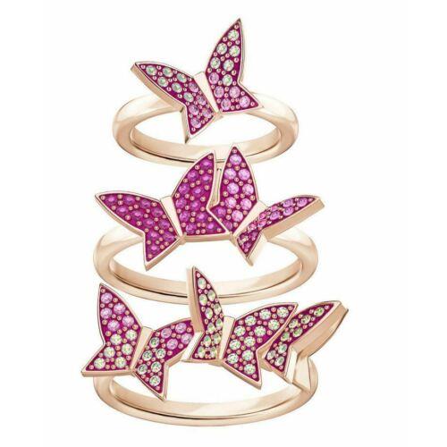 Swarovski Lilia Ring Set of 3 Butterflies Rhodium-plated Size 55/7 58/8