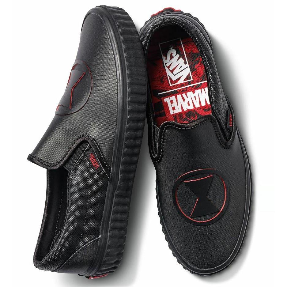 Vans Off The Wall Unisex X Marvel Leather Slip-on Shoes - Black Widow