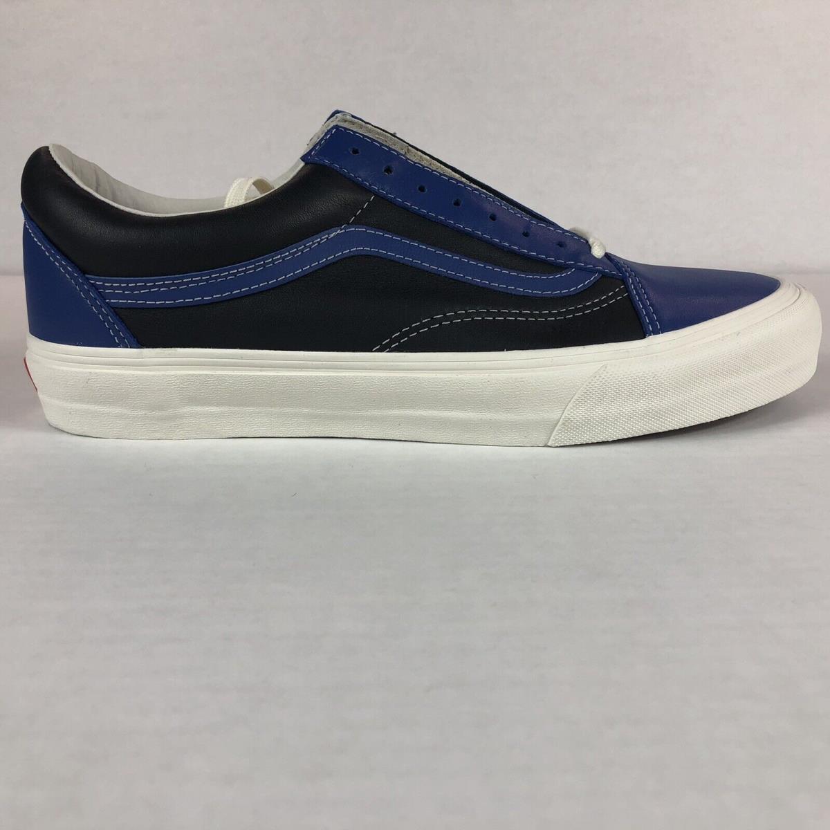 Vans Vault Old Skool Leather Shoe Mens 10.5 True Blue Black White Skateboarding