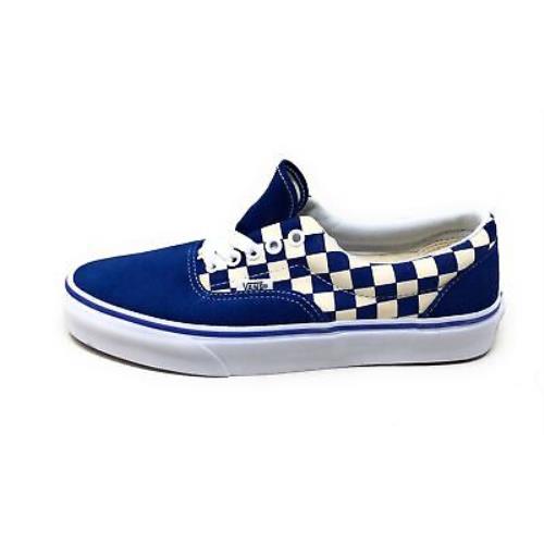 Vans Womens Era Lace Up Flat Shoes Primary Check Blue White Size 6 M US