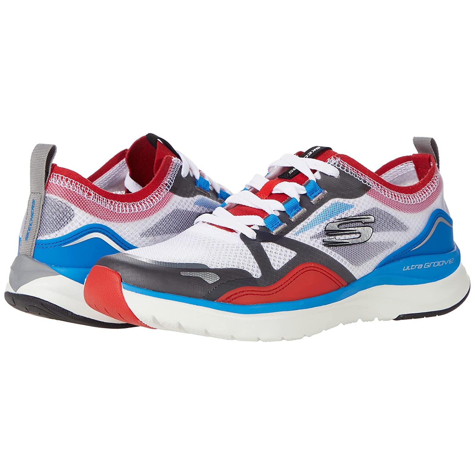 Man`s Sneakers Athletic Shoes Skechers Ultra Groove White/Red/Blue