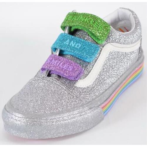 Vans Old Skool V Flour Shop Silver Rainbow Glitter Pride Sneakers Shoes 7