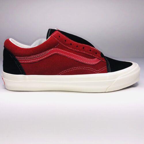 red and black suede vans