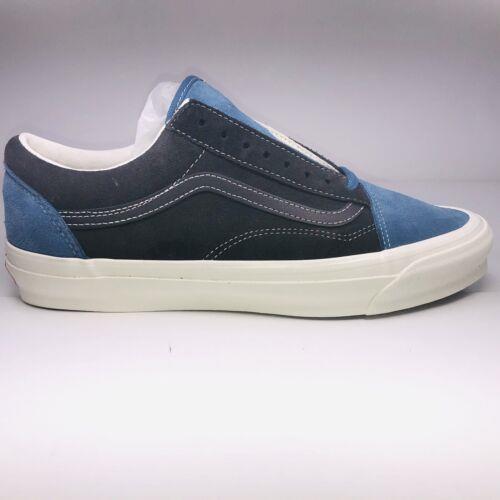 Vans Vault Sneakers Mens 8.5 OG Old Skool LX Suede Navy Blue Raven Black Shoes