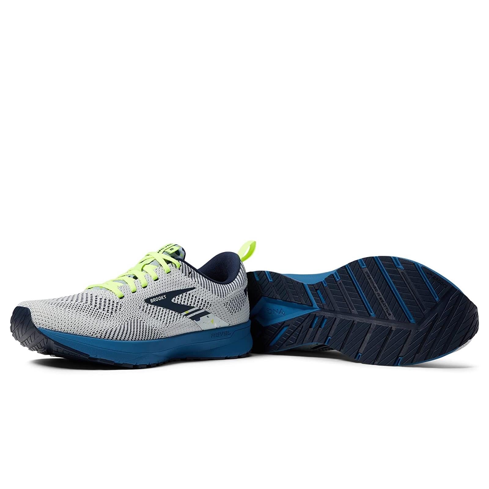 Man`s Sneakers Athletic Shoes Brooks Revel 5 Oyster/Navy/Dark Blue