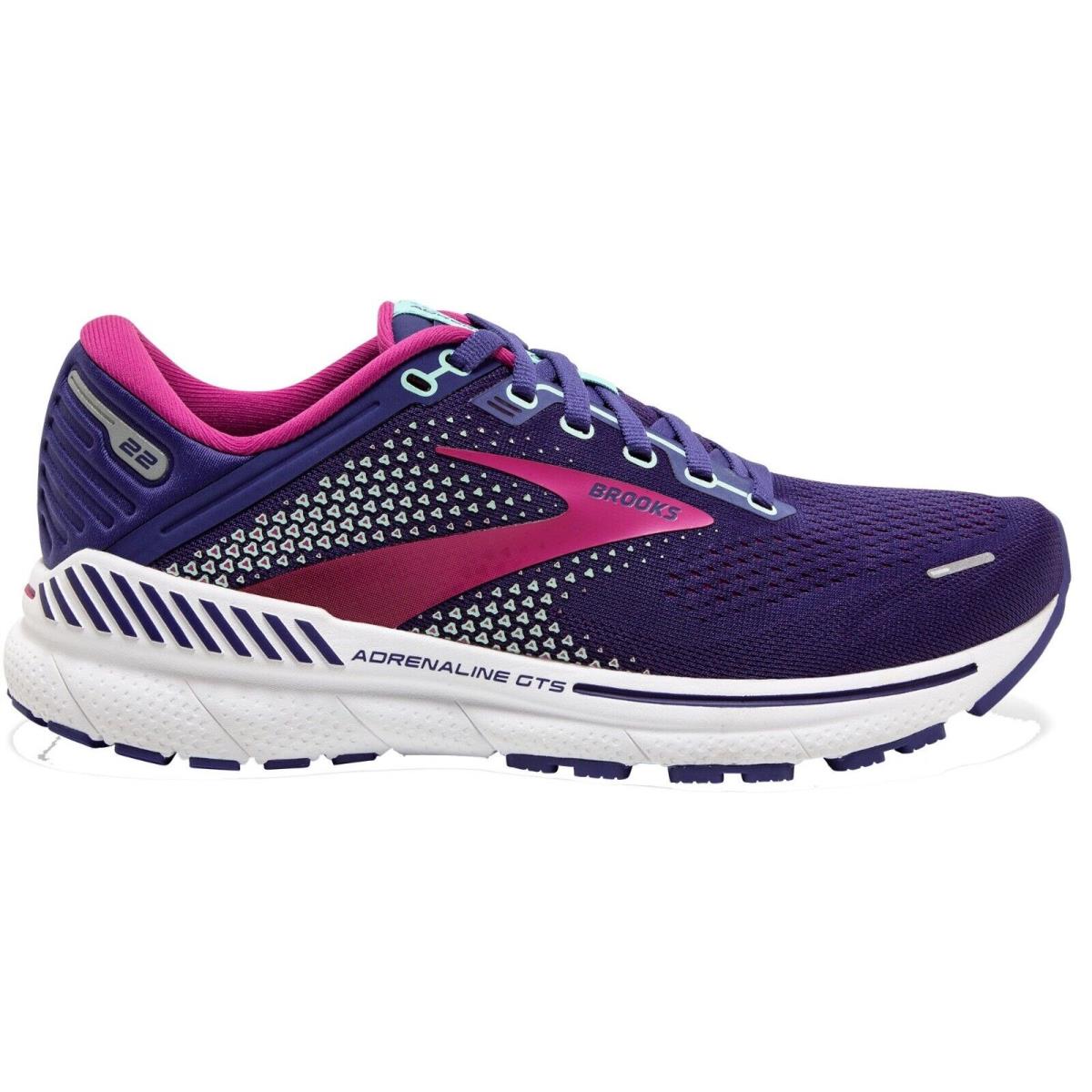 Brooks Adrenaline Gts 22 Women`s Running Shoes Navy Purple Pink US Size 6-11 - Navy/Yucca/Pink