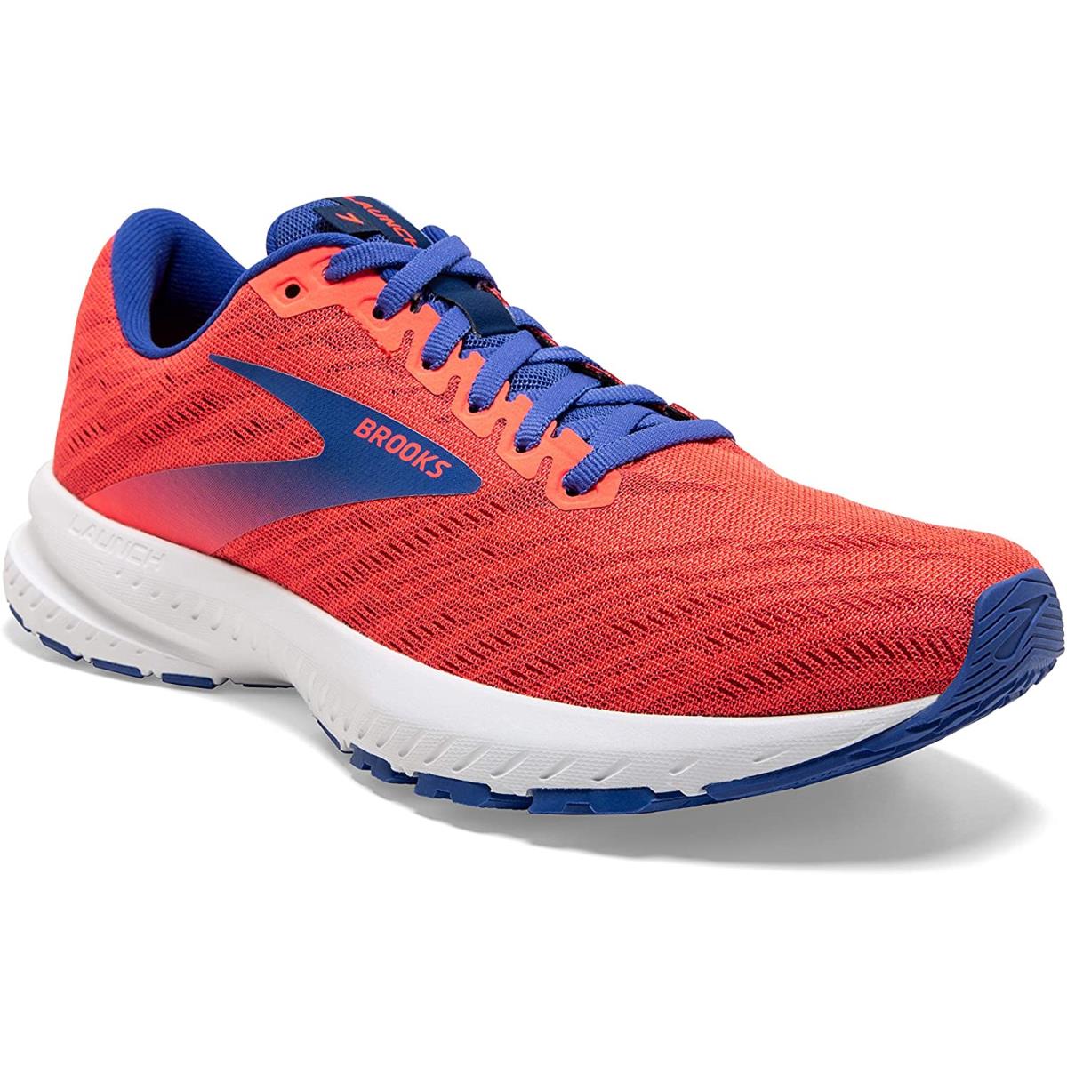 Brooks Womens Launch 7 Running Shoe Coral/Claret/Blue