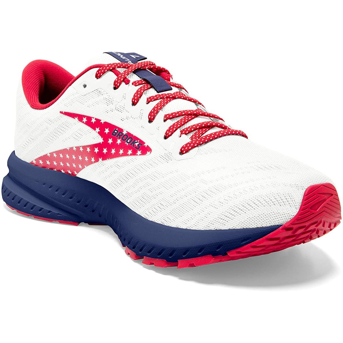 Brooks Womens Launch 7 Running Shoe White/Blue/Red