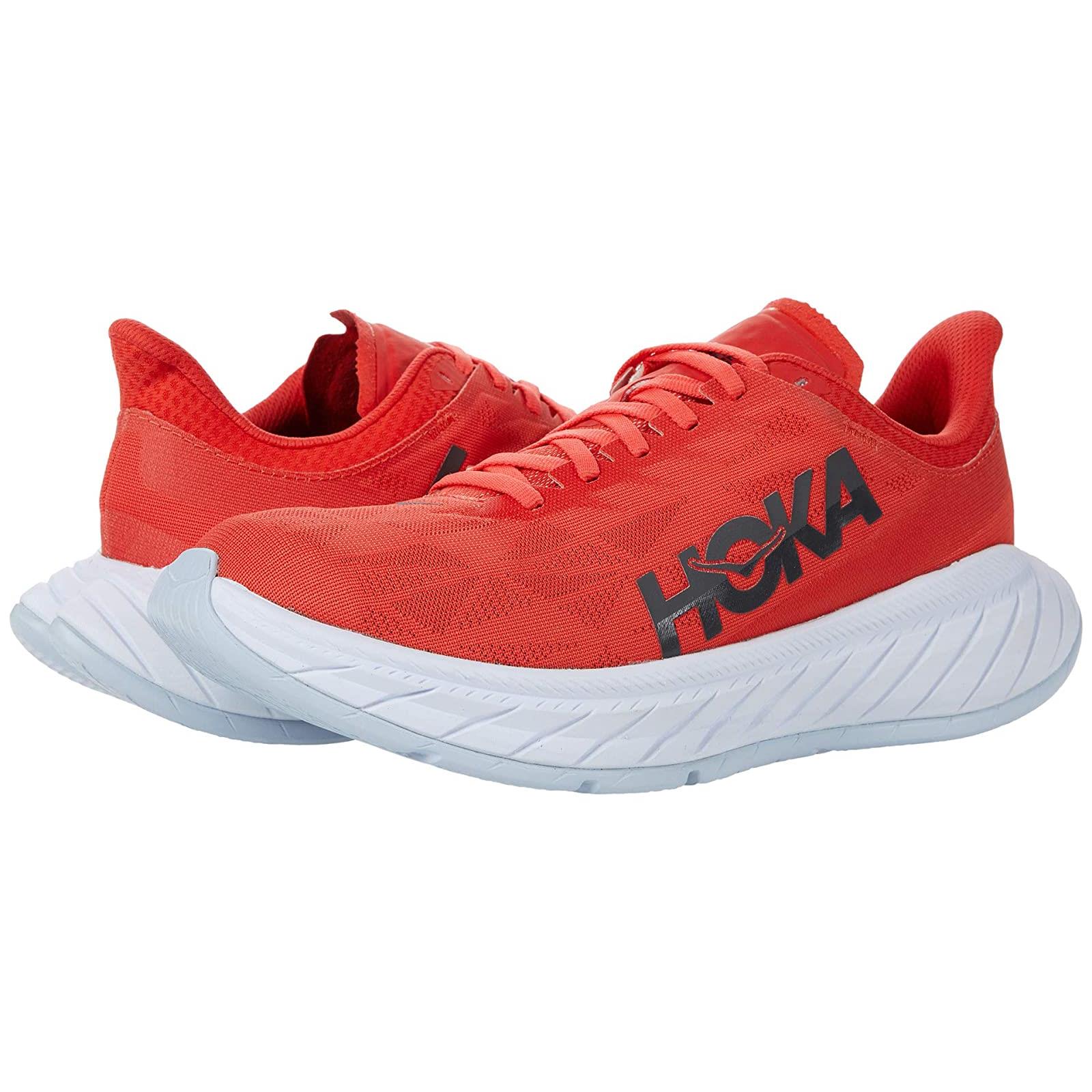 Man`s Sneakers Athletic Shoes Hoka One One Carbon X 2 Fiesta/White