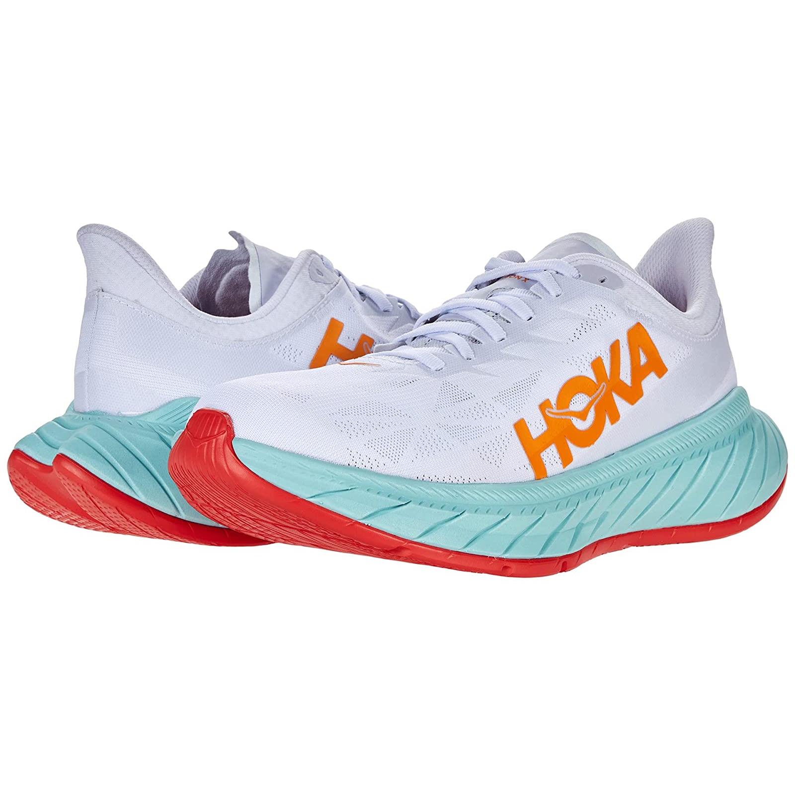 Man`s Sneakers Athletic Shoes Hoka One One Carbon X 2 White/Blazing Orange