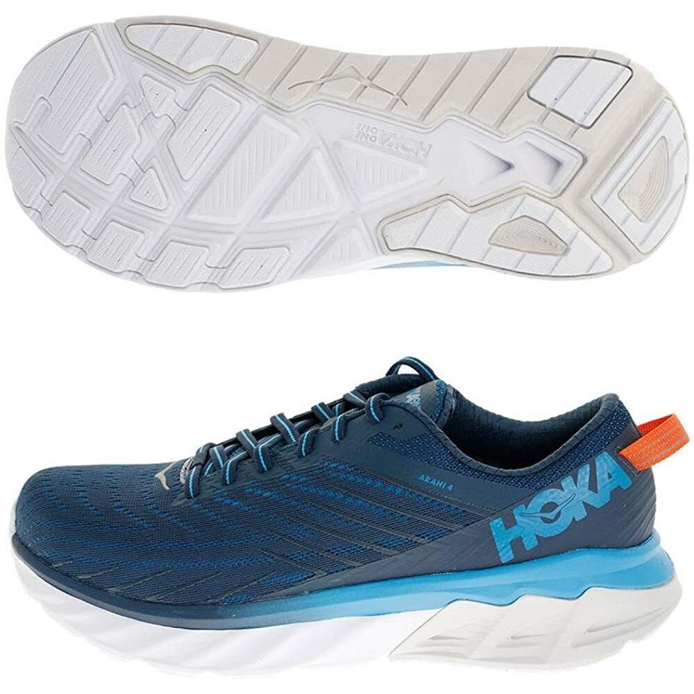Hoka One One Men`s Arahi 4 Athletic Running Shoes Blue Gray Size 10 W/ Box